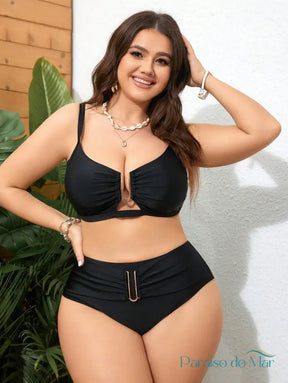 Biquíni Classic Plus Size - Elegância Minimalista Preto / G