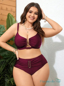 Biquíni Classic Plus Size - Elegância Minimalista Vinho / G