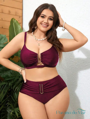 Biquíni Classic Plus Size - Elegância Minimalista Vinho / G