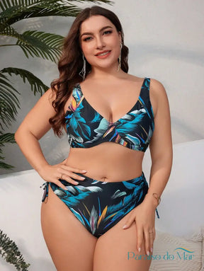 Biquíni Feminino Cintura Alta Com Nó Lateral Allegra Plus Size Biquini plus size