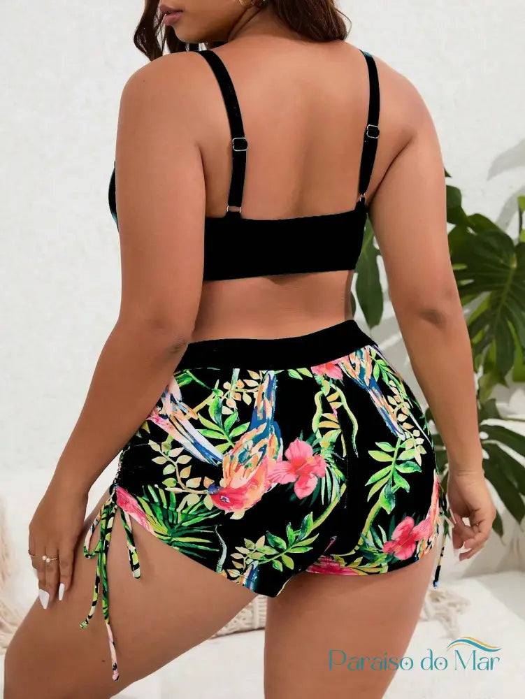 Biquini Feminino Estampado Cintura Alta Marie Plus Size Biquini