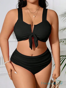 Biquíni Plus Size Curve - Design Minimalista Preto / G