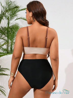 Biquíni Plus Size - Estilo com Blocos de Cor