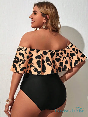 Biquíni Plus Size Ombro a Ombro com Estampa Animal Print