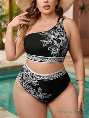 Biquíni Plus Size Ombro Único Elegante