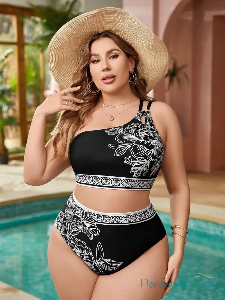 Biquíni Plus Size Ombro Único Elegante