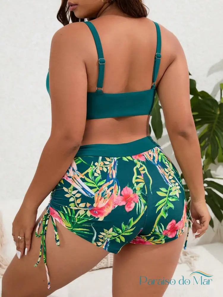 Biquíni Tropical Plus Size - Elegância e Conforto Estampado