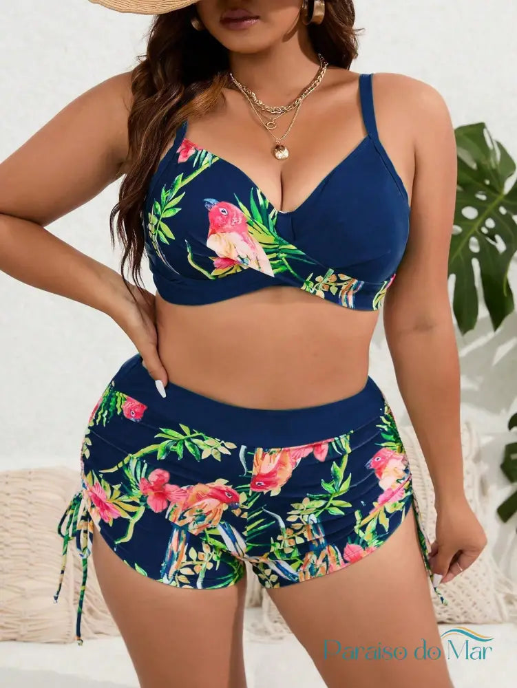 Biquíni Tropical Plus Size - Elegância e Conforto Estampado