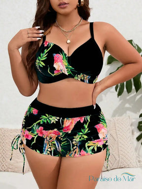 Biquíni Tropical Plus Size - Elegância e Conforto Estampado