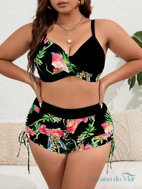 Biquíni Tropical Plus Size - Elegância e Conforto Estampado