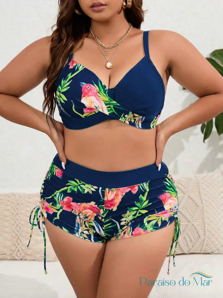 Biquíni Tropical Plus Size - Elegância e Conforto Estampado