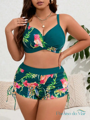 Biquíni Tropical Plus Size - Elegância e Conforto Estampado