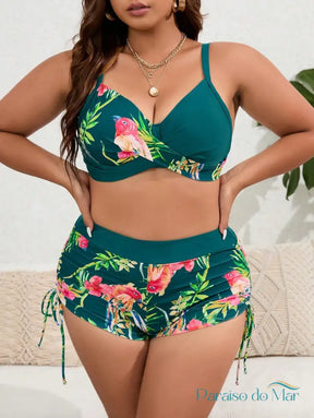 Biquíni Tropical Plus Size - Elegância e Conforto Estampado