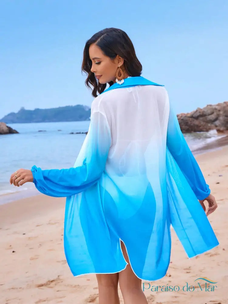 Camisão Quimono de Praia Estampado Degradê Verão Kimono feminino