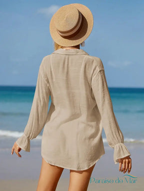 Conjunto 2 Peças Camisa E Short Leve Com Botões Frontal