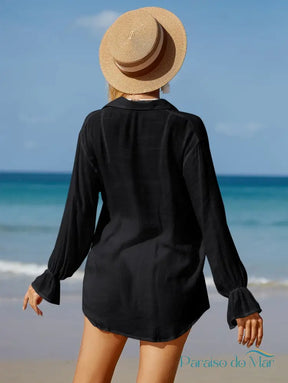 Conjunto 2 Peças Camisa E Short Leve Com Botões Frontal