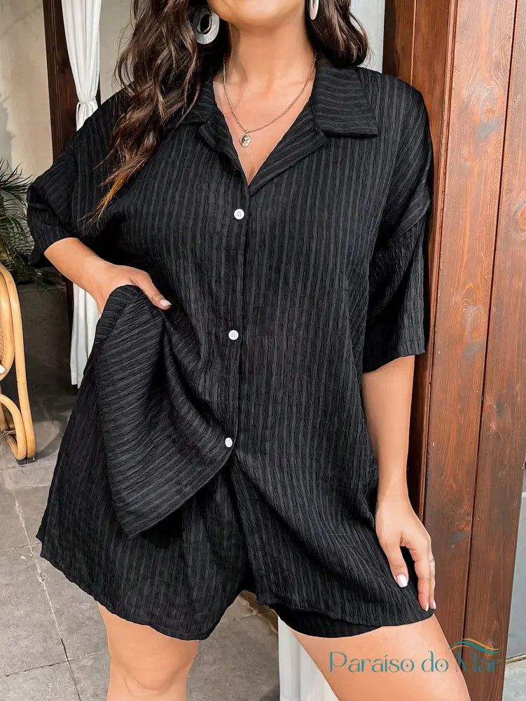 Conjunto 2 Peças Plus Size Casual G / Preto