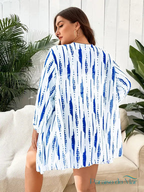 Conjunto 3 Peças Estampado com Kimono para Praia