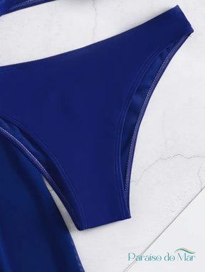 Conjunto Biquíni 3 Peças Bandeau Com Calça De Praia