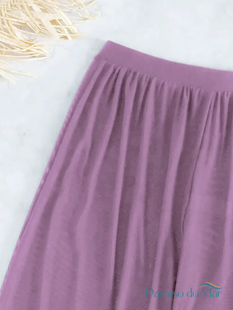 Conjunto Biquíni 3 Peças Bandeau Com Calça De Praia