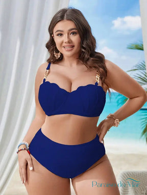 Conjunto de Biquíni 3 Peças Elegante Plus Size