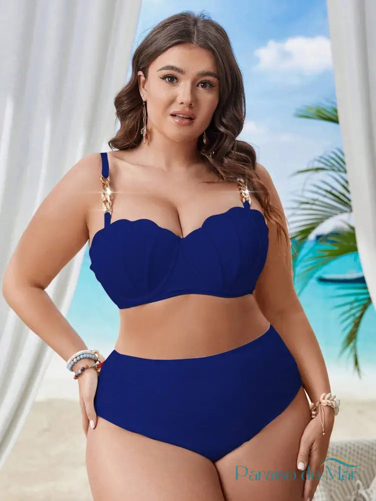 Conjunto de Biquíni 3 Peças Elegante Plus Size