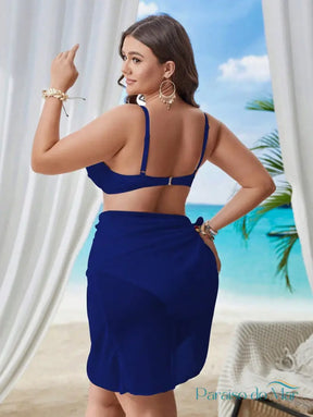 Conjunto de Biquíni 3 Peças Elegante Plus Size