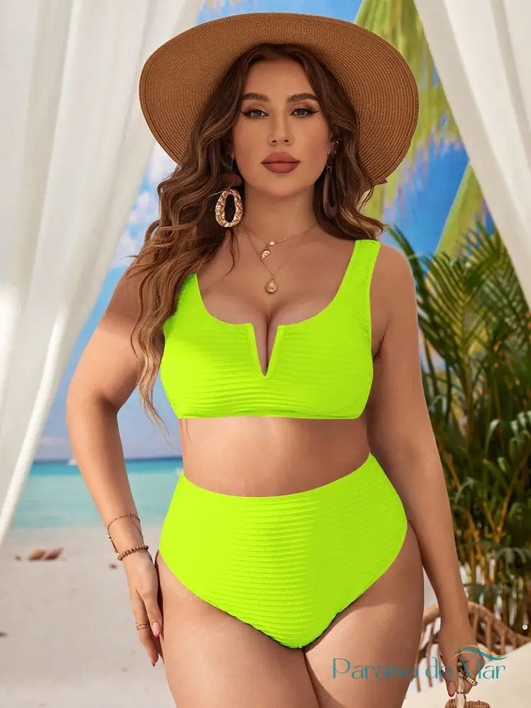 Conjunto de Biquini com Decote em V Ideal para Praia no Verão