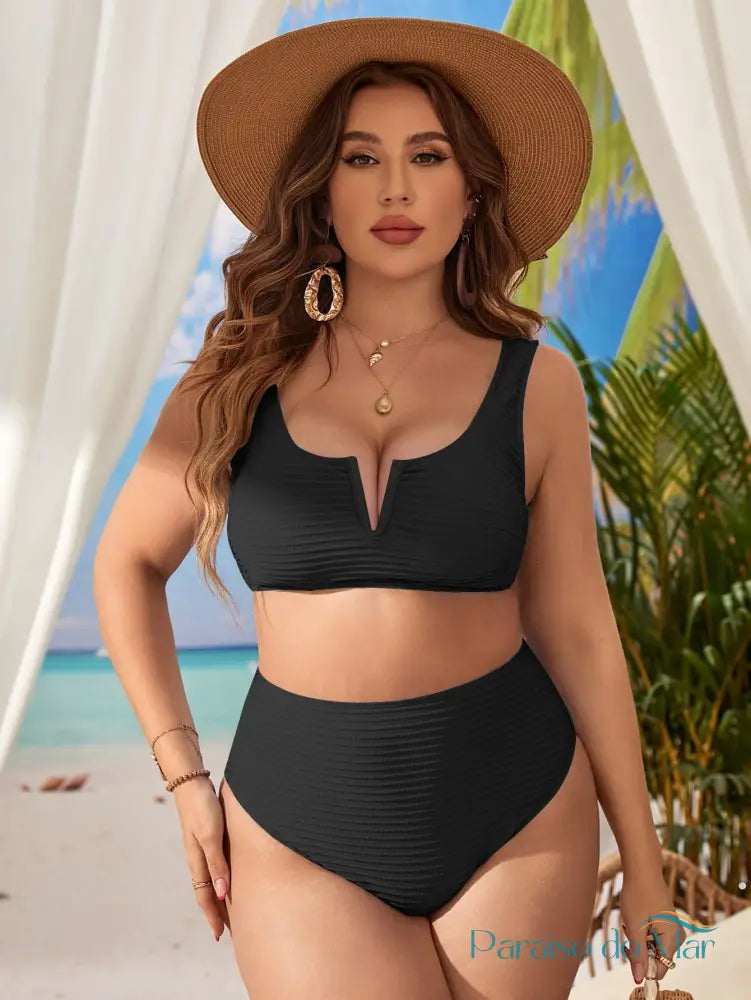 Conjunto de Biquini com Decote em V Ideal para Praia no Verão