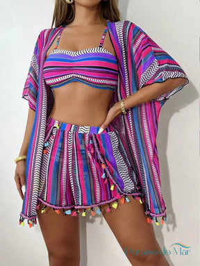 Conjunto Praia Feminino com Detalhe de Franja