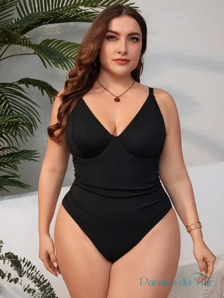 Maiô Feminino Com Decote Em V Aura Plus Size Maiô