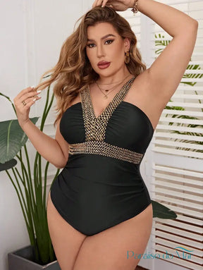 Maiô Feminino Com Detalhe Dourado Lara Plus Size Maiô