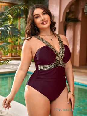 Maiô Feminino Com Detalhe Dourado Lara Plus Size Maiô