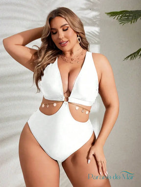 Maiô Plus Size com Detalhe Vazado e Anel