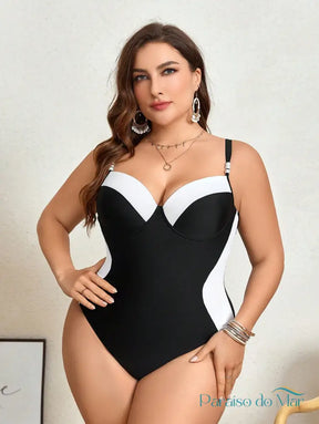 Maiô Plus Size com Estilo e Conforto Branco/Preto / G