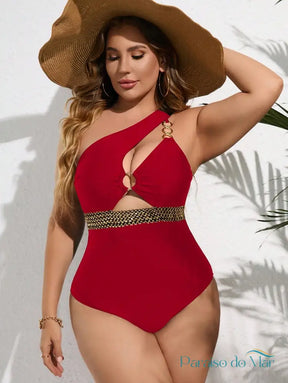 Maiô Plus Size com Recorte Assimétrico