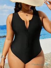 Maiô Plus Size - Estilo Minimalista com Zíper Preto / G