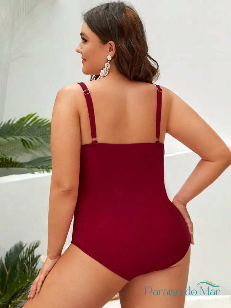 Maiô Push Up Modelador Transpassado(Plus Size) Uma peça Plus Size