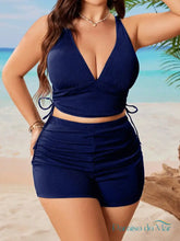 Roupa de Banho Shorts Plus Size Azul Marinho / G Conjunto de Biquíni Plus Size