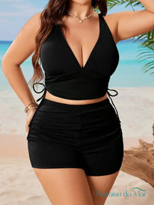 Roupa de Banho Shorts Plus Size Preto / G Conjunto de Biquíni Plus Size