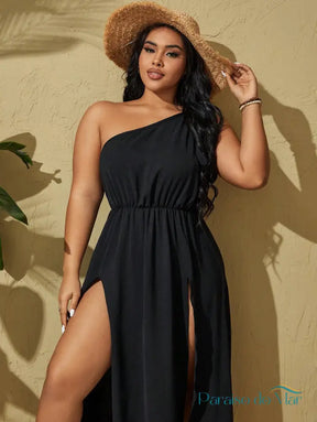 Saída de Praia Plus Size de Ombro Único