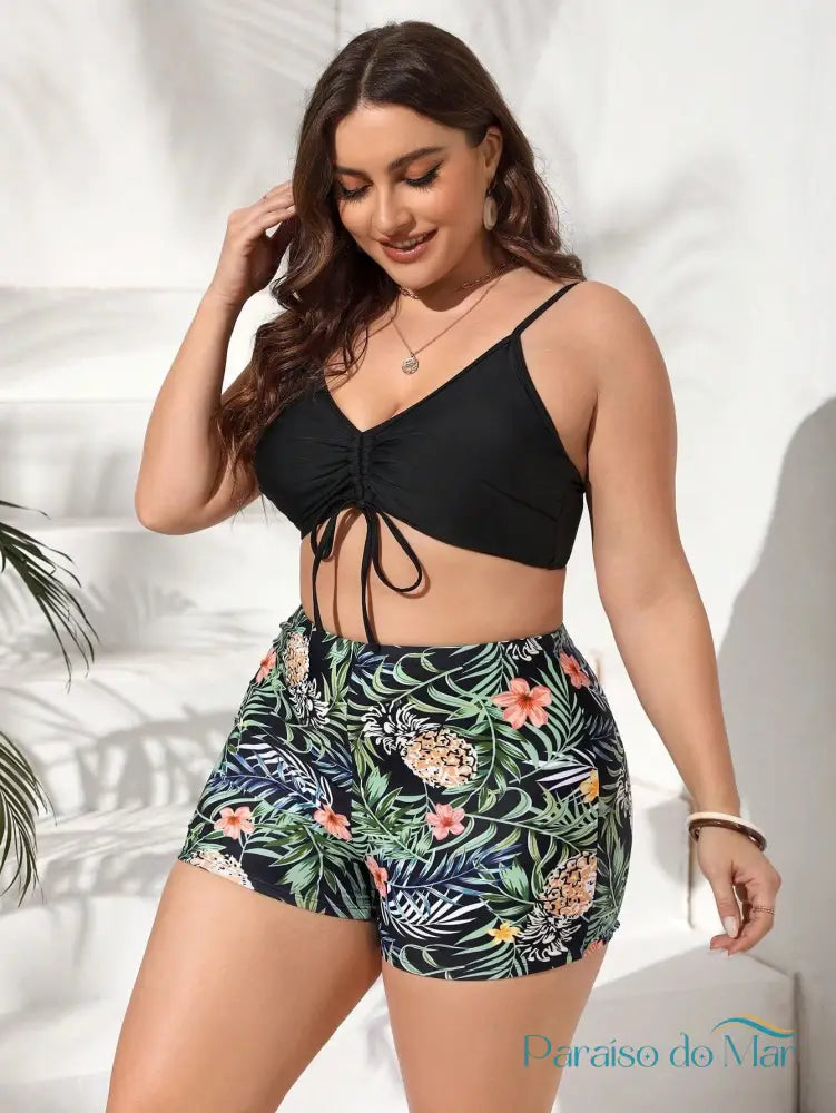 Shorkini Feminino Com Saída De Praia Feminino Mirla Plus Size Biquini