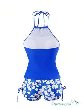 Shortkini Feminino Estampa Floral Frente-única California Shortkini