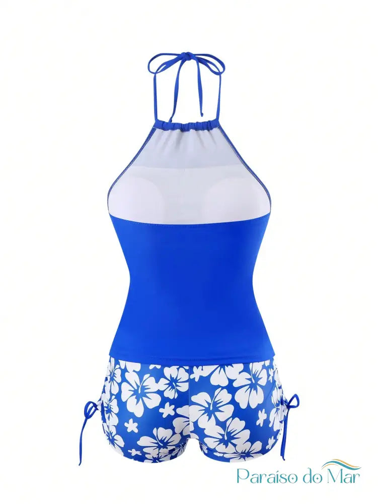 Shortkini Feminino Estampa Floral Frente-única California Shortkini