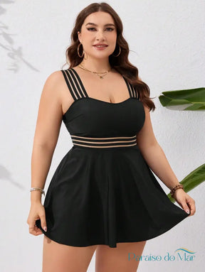 Tankini com Saia e Detalhes Vazados na Cintura