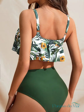 Tankini Estampado Com Top Solto E Calcinha Cintura