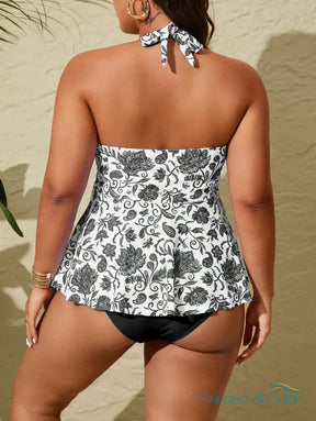 Tankini Plus Size com Estampa Paisley e Costas Nuas